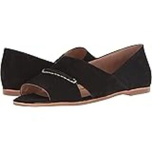 Corso Como Annalyn Open Toe Black Suede Flats Size 7.5 Italian Leather